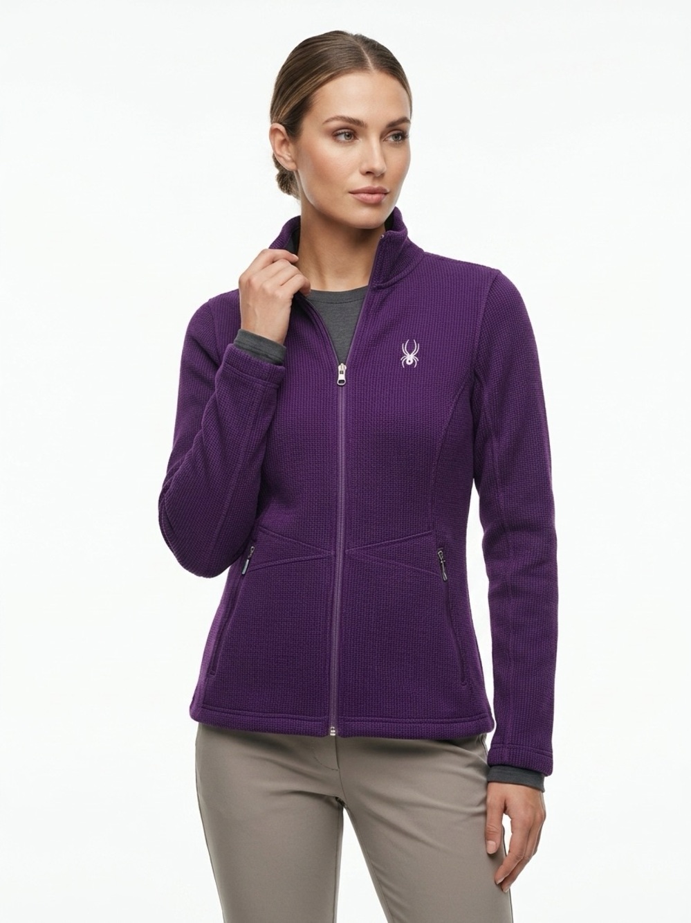 Spyder Endure Full-Zip Fleece Lined Waffle Knit Jacket Purple Size S